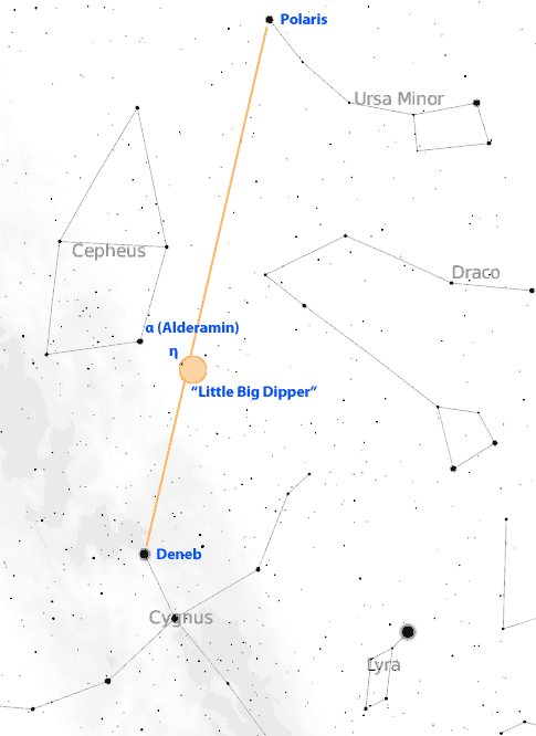 Wide field finder chart for the Little Big Dipper in Cepheus
